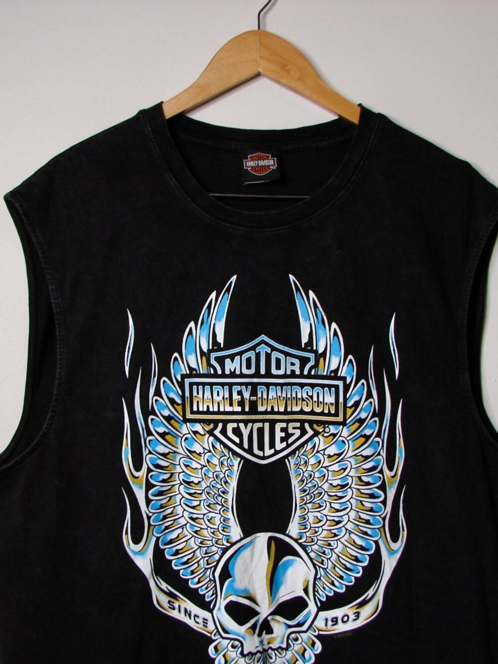 Harley Davidson Motorcyles Muscle Tank Top Sleeveless Texas Skull Wings XL 2XL - Picture 2 of 16